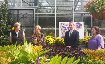 On hand for the kickoff Thursday at Stanley's Greenhouses and Plant Farm were, from left, UT Lady Vols Head Coach Emeritus Pat Summitt; UT Women's Athletic Director emeritus and Pat Summitt Foundation Advisory Board member Joan Cronan; Pat Summitt Foundation Director Patrick Wade and project steering committee chairwoman Susie Stiles.